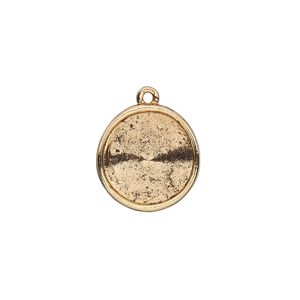 Drop, Almost Instant Jewelry®, antique gold-plated pewter (tin-based alloy), 17mm round with 14mm rivoli setting. Sold individually.