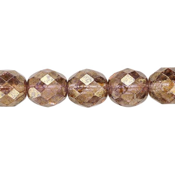 Bead, Czech fire-polished glass, copper luster, 10mm faceted round. Sold per 15-1/2" to 16" strand. image number 0