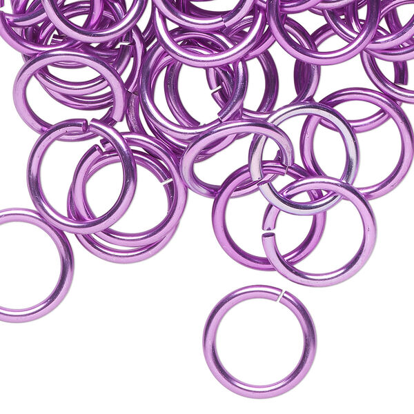 Jump ring, anodized tempered aluminum, light purple, 12mm round, 9.2mm inner diameter, 15 gauge. Sold per pkg of 100. image number 0