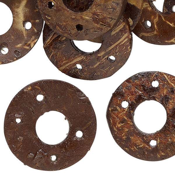 Component, bamboo wood (dyed), brown, 20-21mm donut. Sold per pkg of 25. image number 0