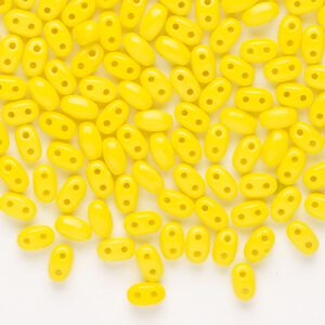 Seed bead, Preciosa Twin™ Pressed Twin Czech glass, pkg/200, 5x2.5mm oval, opaque yellow, (15312).