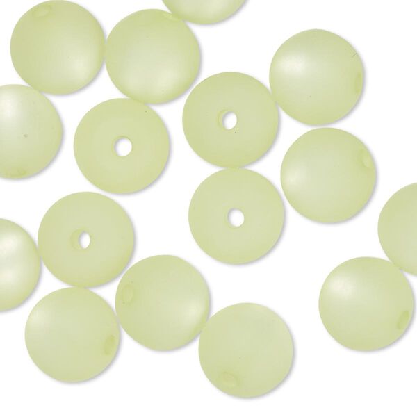 Bead, Cool Frost Resin Beads™, resin, frosted matte light green, 10mm round. Sold per pkg of 16. image number 0