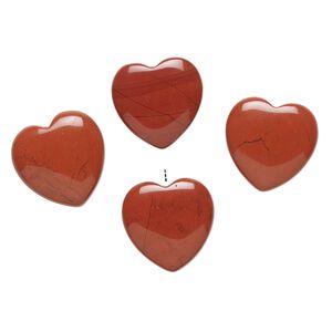 Red jasper 1pkg4, half-drilled puffed heart drop natural 18-21mm