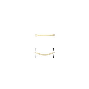 Link, gold-plated brass, 20x3mm curved bar. Sold per pkg of 20.