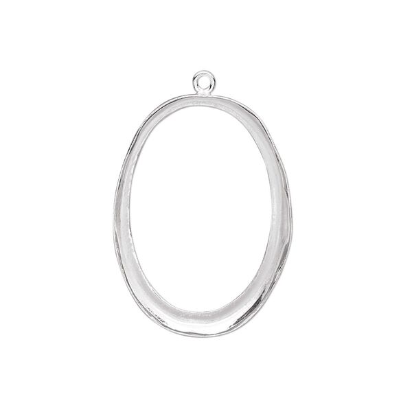 Drop, fine silver, 26x19mm oval with 25x18mm oval bezel setting. Sold individually. image number 0