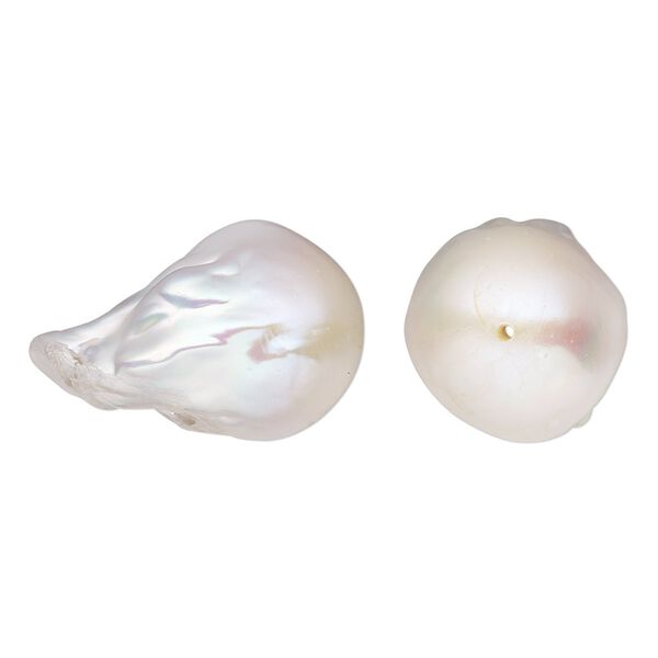 Pearl, cultured freshwater (bleached) white, 22x15mm-24x16mm baroque, C grade, Mohs hardness 2-1/2 to 4. Sold individually. image number 0
