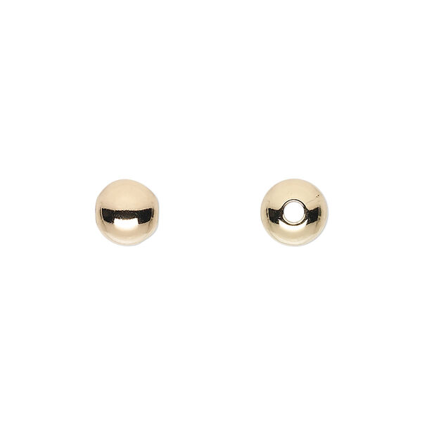 Bead, 14Kt gold-filled, 7mm seamless smooth round. Sold per pkg of 2. image number 0