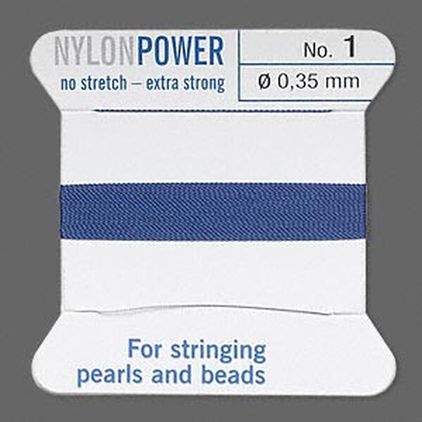 Thread, Griffin, nylon, blue, size #1. Sold per 2-meter card (approximately 78 inches). image number 0