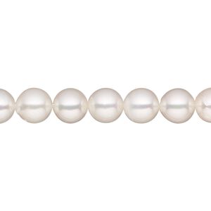 Pearl Akoya cultured saltwater 1pk white, 7-7.5mm round B grade bleached 15.5-16 inch