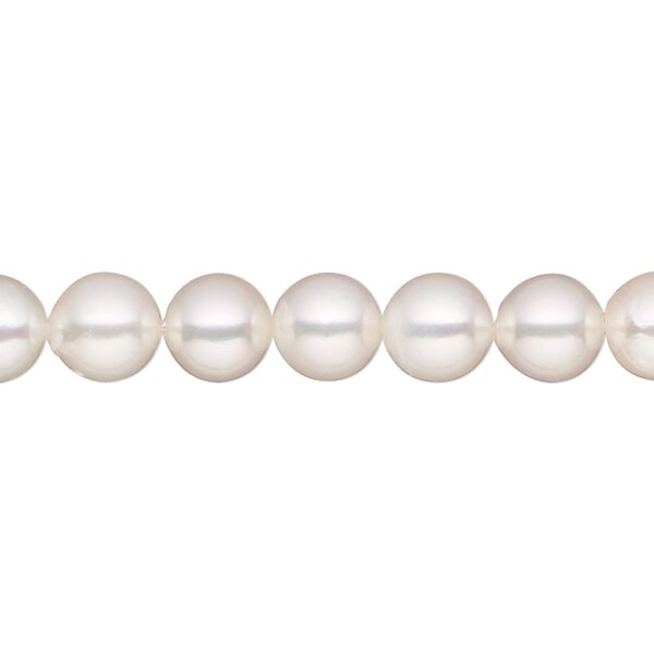 Pearl Akoya cultured saltwater 1pk white, 7-7.5mm round B grade bleached 15.5-16 inch image number 0