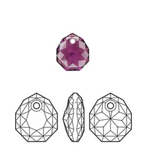 Drop 1pk amethyst, Crystal Passions® 11.5x10mm pendant majestic 6436