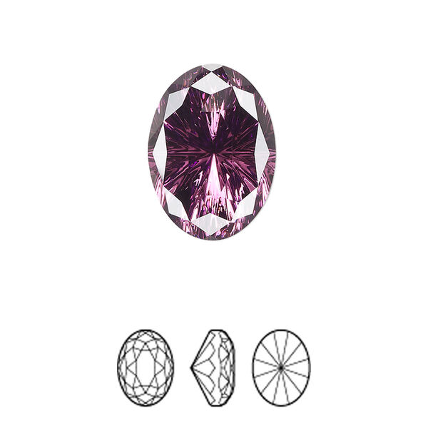 Fancy stone 24pk amethyst foil back, Swarovski® 18x13mm magical oval 4160 image number 0