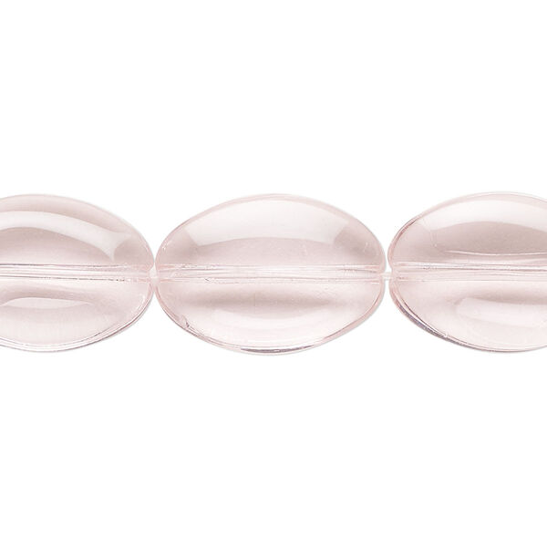Bead, glass, transparent pink, 18x13mm-19x13mm puffed oval. Sold per 13-inch strand, approximately 15 beads. image number 0