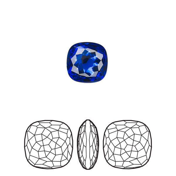Fancy stone 2pk majestic blue foil back, Crystal Passions® 10mm thin cushion 4483 image number 0