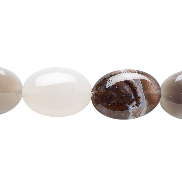 Bead, Botswana agate (natural), 18x13mm flat oval, B grade, Mohs hardness 6-1/2 to 7. Sold per 15-1/2" to 16" strand. image number 0