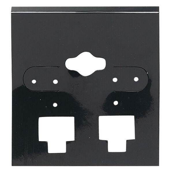 Earring card, PVC plastic, opaque black, 2x2 inch square, fits 3 pairs. Sold per pkg of 100. image number 0