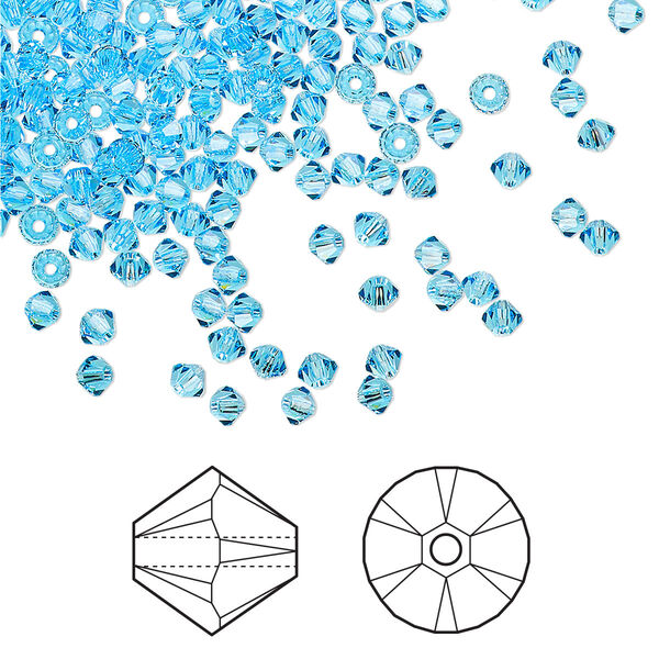 Bead 1440pk aquamarine, Swarovski® 2.5mm XILION bicone 5328 image number 0