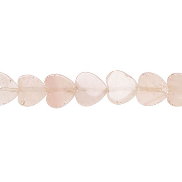Rose quartz 1pkg1, flat heart bead natural, 15-inch 8-9mm image number 0