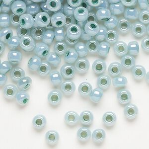 Seed bead, Miyuki, glass, pkg/25g, #6 rocaille, opaque luster alpine green (RR-521).