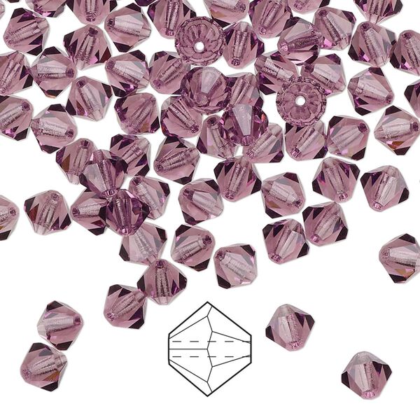 Bead 144pk amethyst, Preciosa Czech crystal 5mm bicone image number 0