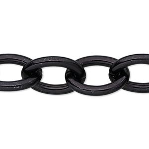 Chain 1pkg1 cable, 14mm, smooth aluminum / anodized black 5 foot unfinished