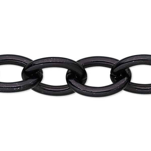 Chain 1pkg1 cable, 14mm, smooth aluminum / anodized black 5 foot unfinished image number 0