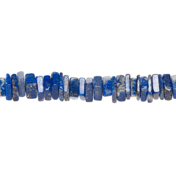 Bead, lapis lazuli (natural), 4x1mm-6x3mm hand-cut squaredelle with 0.4-1.4mm hole, B grade, Mohs hardness 5 to 6. Sold per 17-inch strand. image number 0