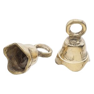 Bell, brass, 1-1/2 inch bell with line design / scalloped edge / clapper. Sold per pkg of 2.