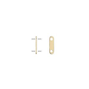 Spacer bar, gold-plated brass, 8.5x2.5mm 2-strand rounded rectangle, 6mm hole to hole. Sold per pkg of 100.