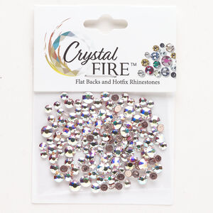 Flat back mix 1pkg144 crystal clear AB2X foil back, Crystal FIRE®, 3.00-4.80mm hotfix round SS12 / SS16 / SS20