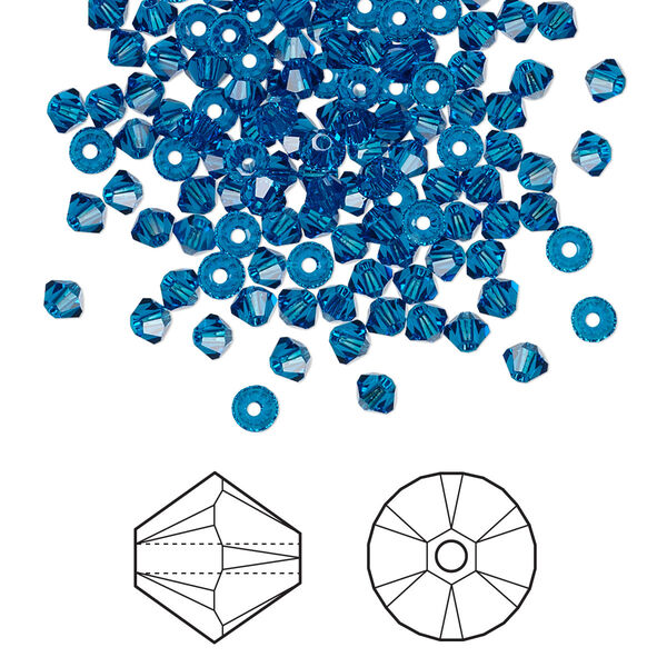 Bead 48pk Capri blue, Crystal Passions® 3mm bicone 5328 image number 0