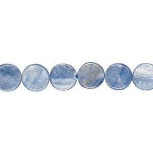 Blue kyanite 1pkg1, hand-cut flat round bead natural 8 inch 8mm