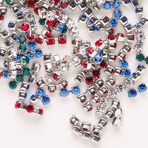 Cupchain mix 25g pk imitation rhodium plated, Crystal Passions® 2-4mm