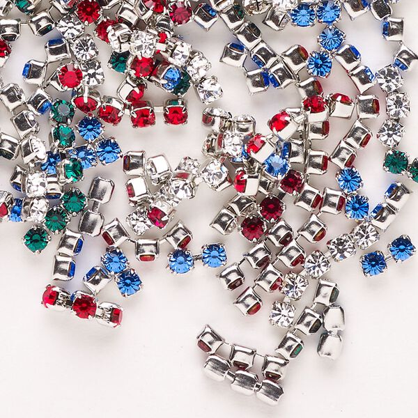 Cupchain mix 25g pk imitation rhodium plated, Crystal Passions® 2-4mm image number 0