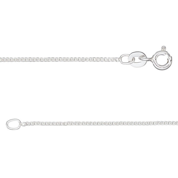 Chain, Gossamer™, sterling silver, 1mm curb, 18 inches. Sold individually. image number 0