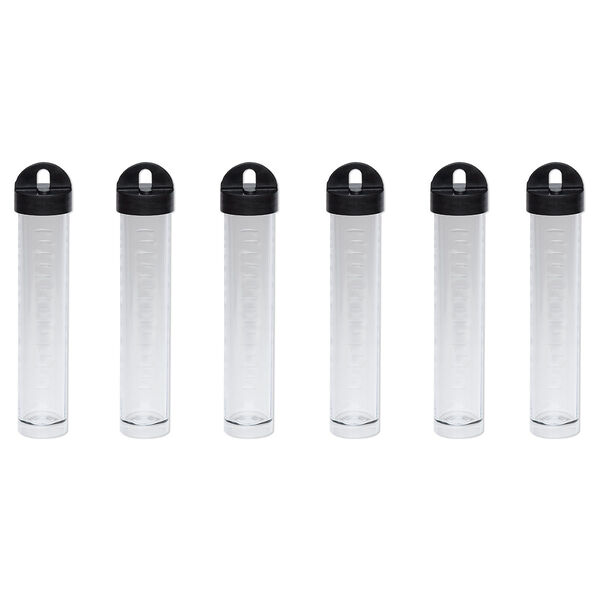 Vial, acrylic, clear and black, 4 x 3/4 inches with twist-off cap. Sold per pkg of 6. image number 1