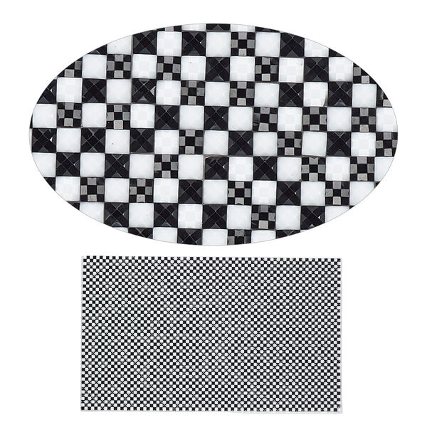 Adhesive sheet, My Style Deco Art™, peel-off, resin and glue, black and white, 8 x 4-3/4 inch rectangle, 1.8mm thick with checker design. Sold individually. image number 0