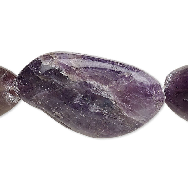 Bead, banded amethyst (natural / dyed), large to extra-large tumbled nugget, Mohs hardness 7. Sold per 15-inch strand. image number 0