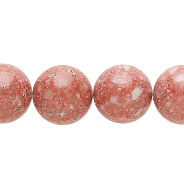 Multi-gemstone / mother-of-pearl shell / resin 1pkg1, round bead 15 inch 13-15mm image number 0