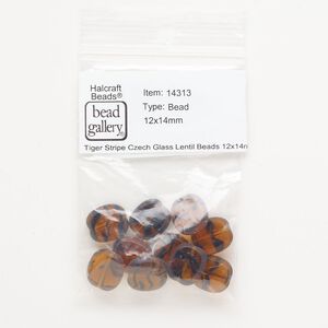 Bead, glass, translucent tortoise, 13x11mm rounded rectangle. Sold per pkg of 10.