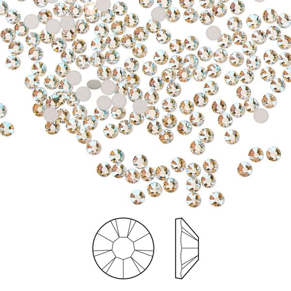 Flat back 144pk light gold quartz AB foil back, Preciosa MAXIMA Czech crystal rhinestone 2.1-2.3mm chaton rose round SS7 image number 0