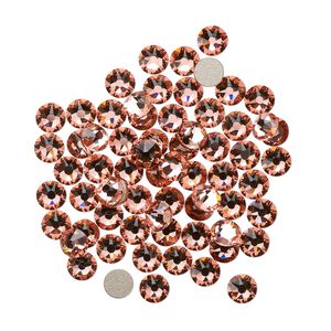 Flat back 144pk rose peach foil back, Crystal Passions® 3.8-4mm rose round SS16 2088