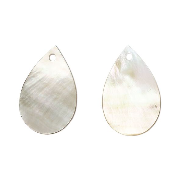 Drop, black lip shell (natural), 21x14mm hand-cut top-drilled teardrop, Mohs hardness 3-1/2. Sold per pkg of 2. image number 0