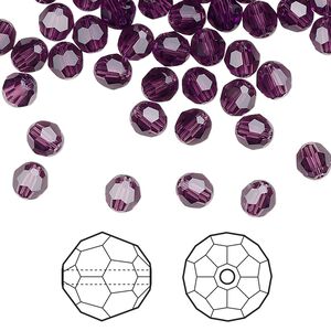 Bead 144pk amethyst, Crystal Passions® 5mm round 5000