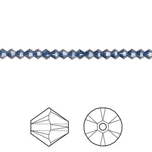 Bead 144pk dark sapphire, Crystal Passions® Regenerated 3mm bicone 5328