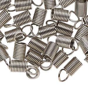 Cord coil, antique silver-finished steel, 14x6mm with loop, 4.5mm inside diameter. Sold per 1-ounce pkg.