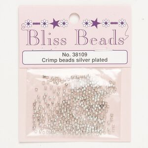 Crimp bead 1pkg420 silver-finished brass, 2mm round, 1.3mm inside diameter
