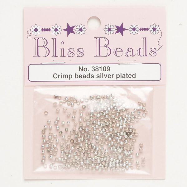 Crimp bead 1pkg420 silver-finished brass, 2mm round, 1.3mm inside diameter image number 0