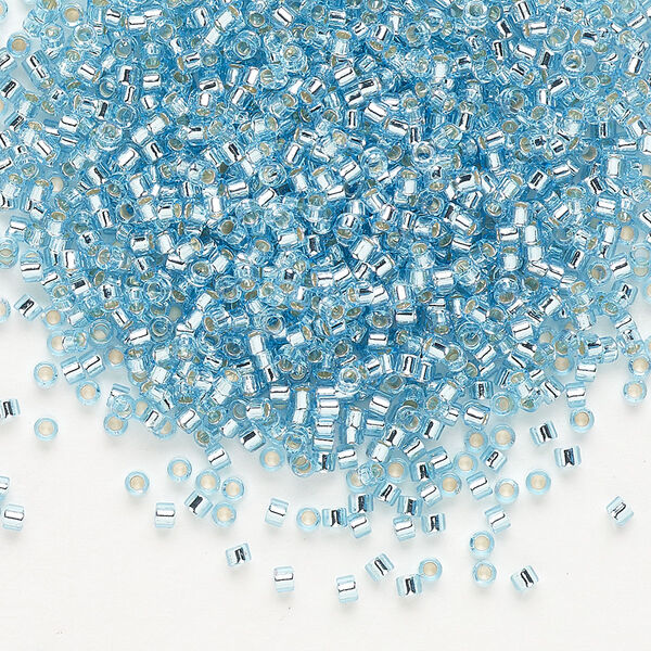 Seed bead, Delica®, glass, pkg/7.5g, #11 round, transparent silver-lined aqua (DB-0044). image number 0