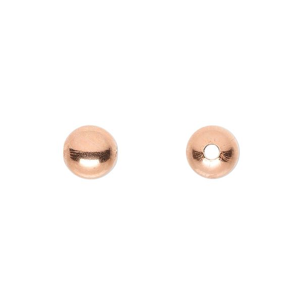 Bead, clear-coated copper, 8mm round. Sold per pkg of 10. image number 0